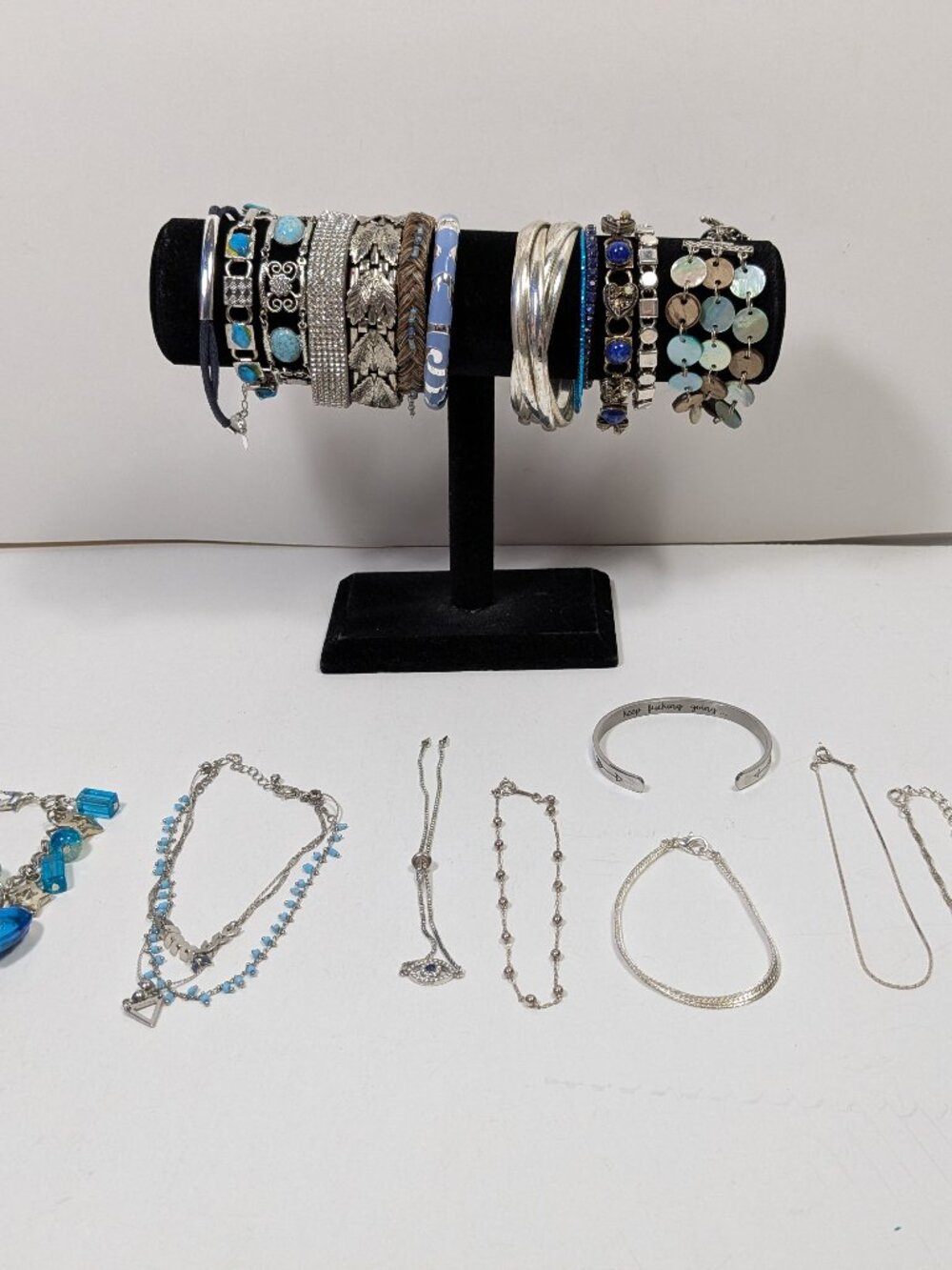 Silver Tone Bracelet Lot 23 Fashion Jewelry Ready to Wear Variety Styles Colors